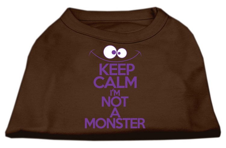 Keep Calm Screen Print Dog Shirt Brown Med